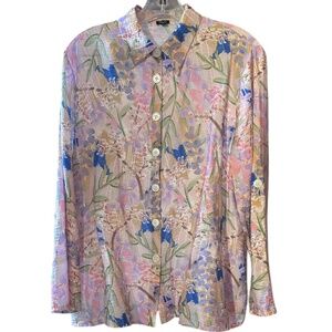 Beautiful SHANA XL Women's Textured Botanical 'Watercolor' Shirt-Jacket